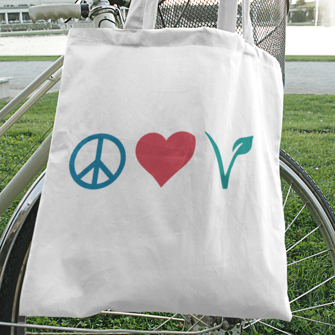 Peace Love Vegan Tote Bag