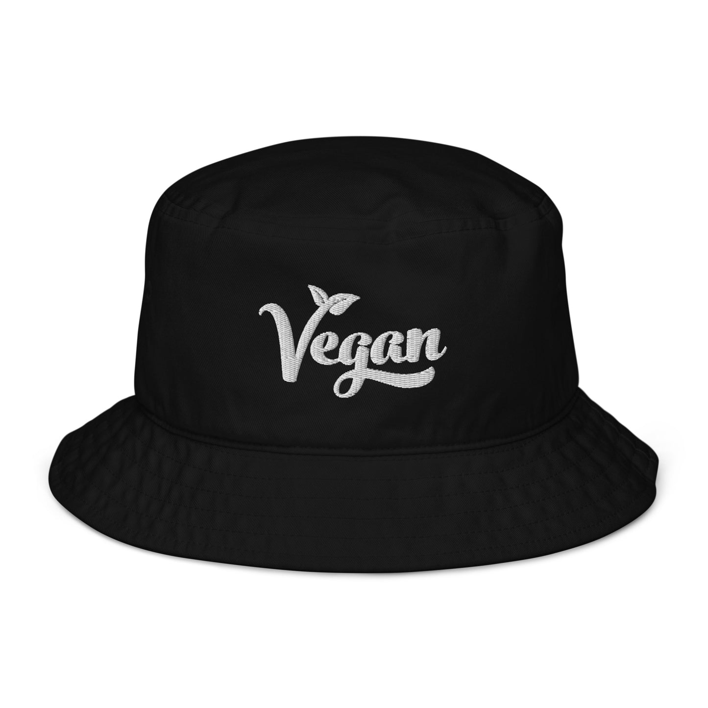 Organic Vegan Bucket Hat with Premium White Stitched Embroidery