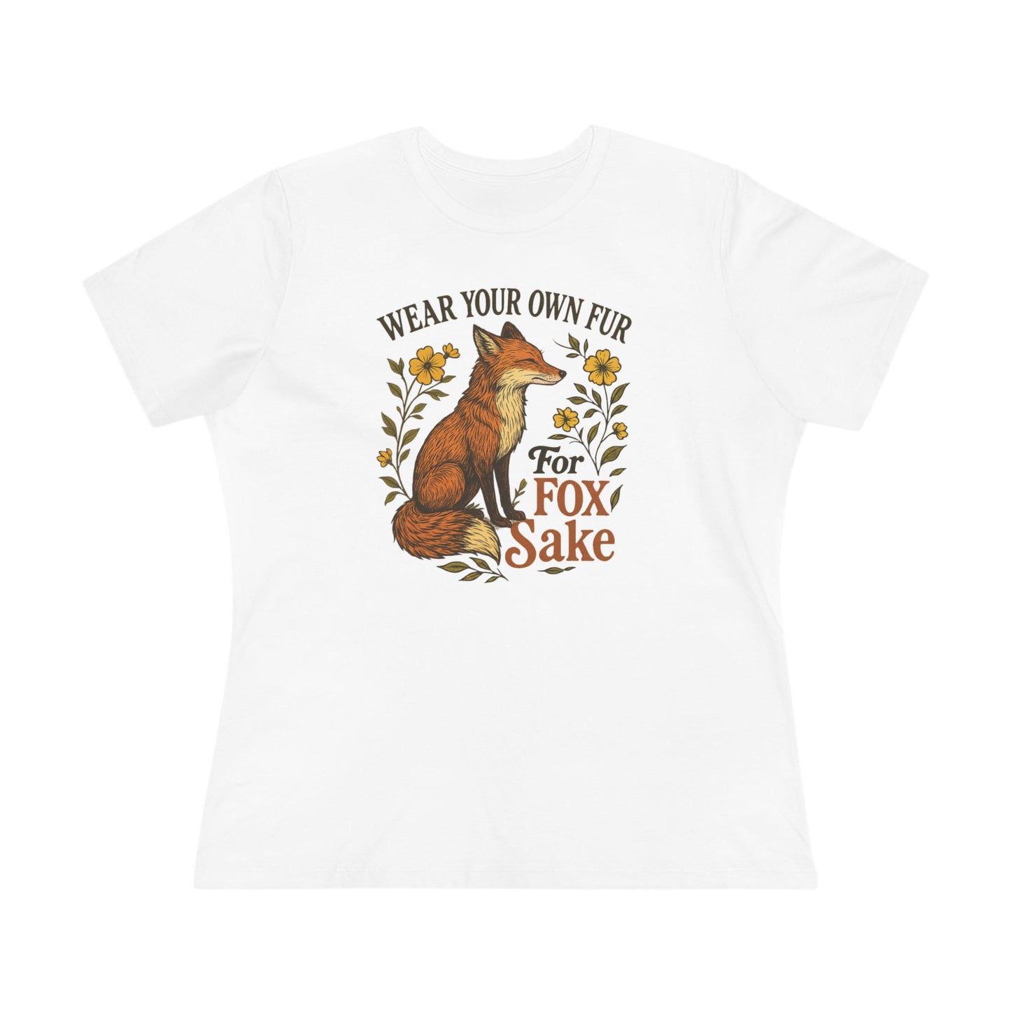 Women's Tee — "Wear Your Own Fur For Fox Sake" Vintage Fox Graphic T-Shirt