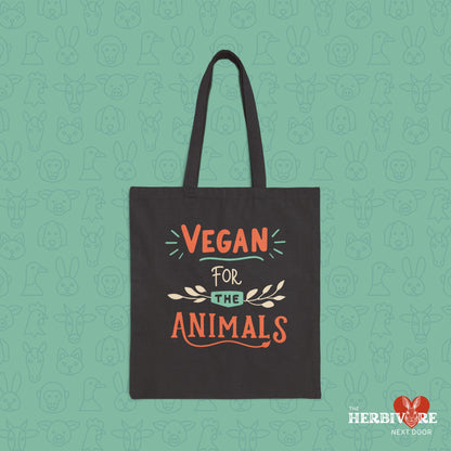 Vegan for the Animals Cotton Canvas Tote Bag