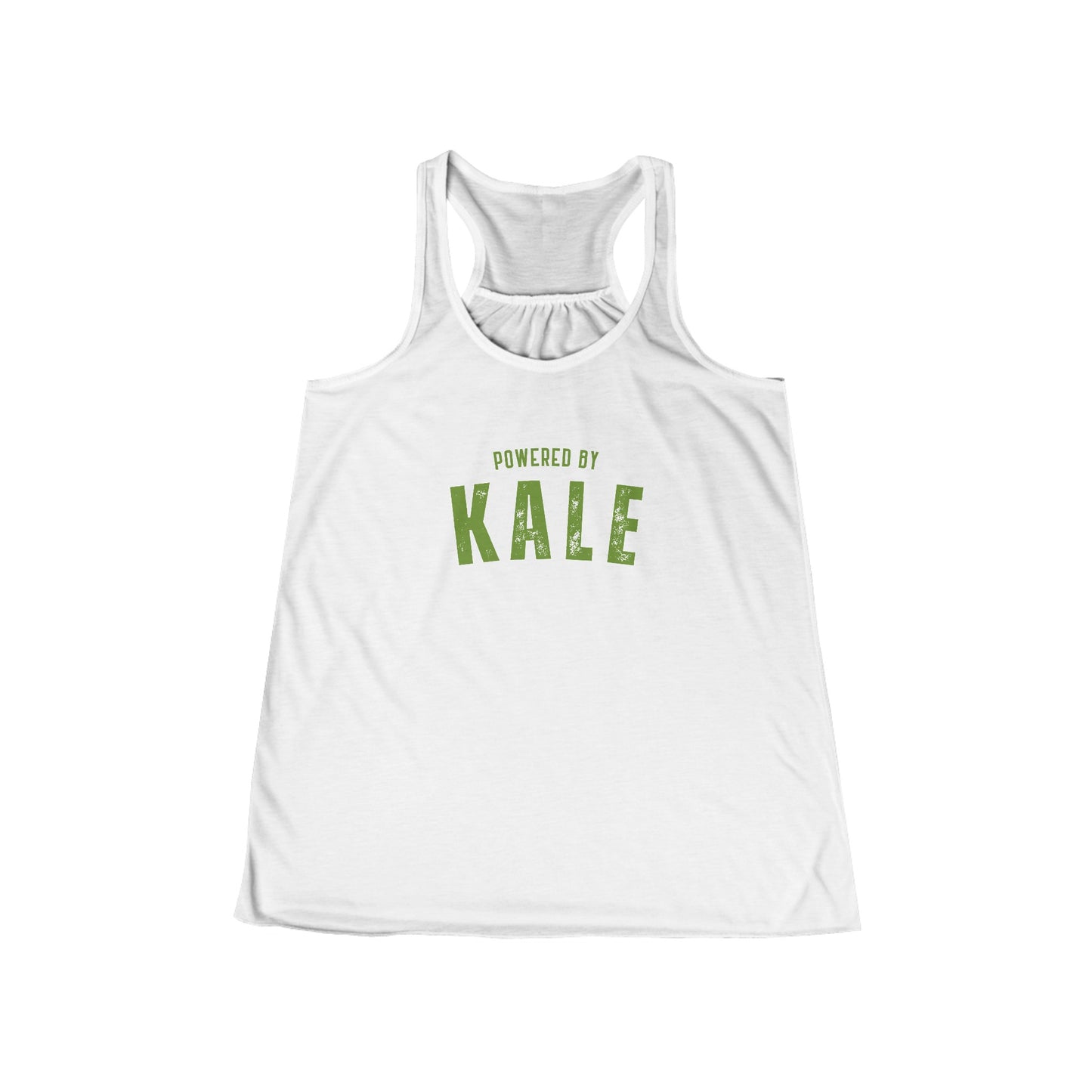 "Powered By Kale" Women's Tank Top with Green and White Font (run small - order one size up from normal unisex)