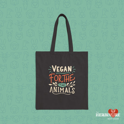 Vegan for the Animals Cotton Canvas Tote Bag