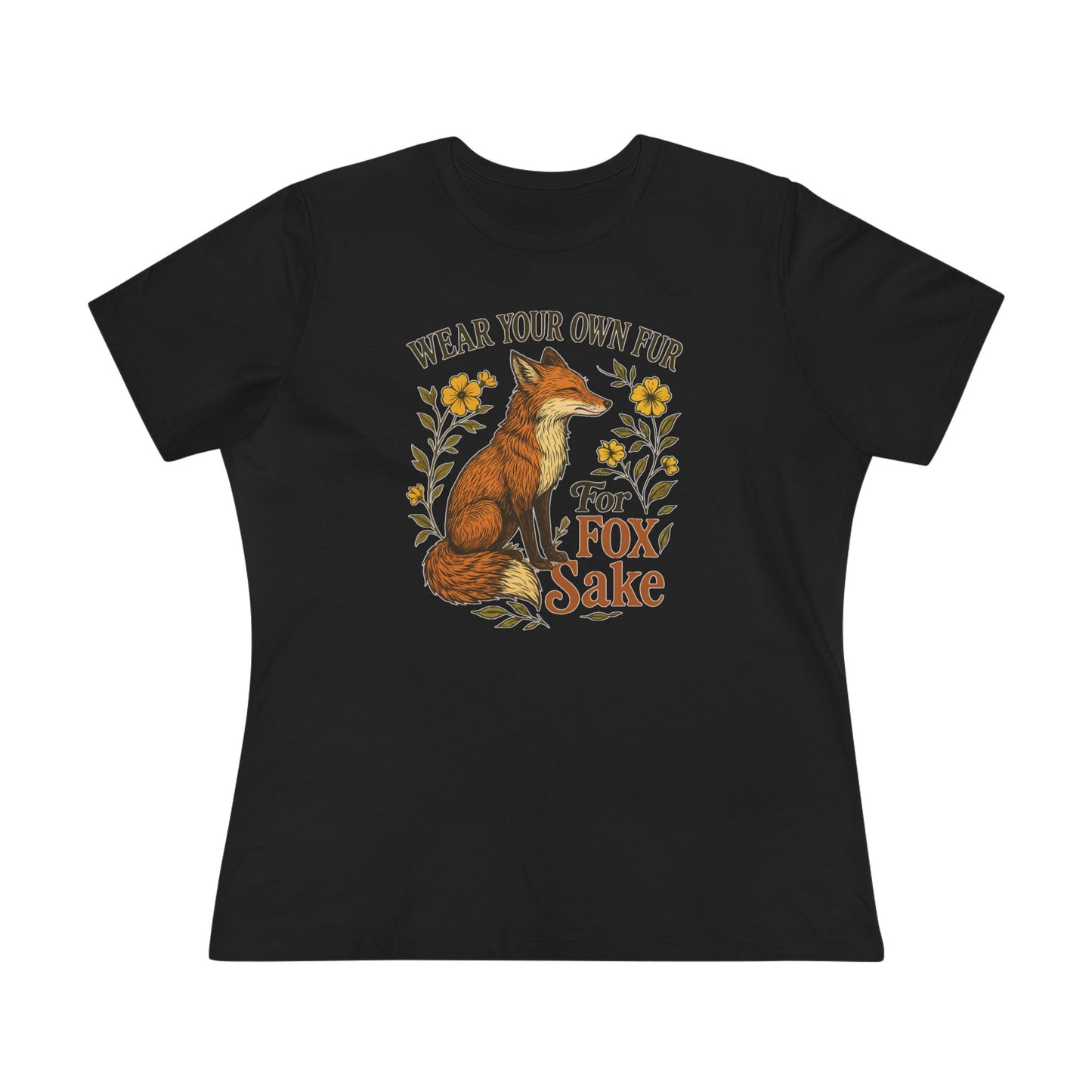Women's Tee — "Wear Your Own Fur For Fox Sake" Vintage Fox Graphic T-Shirt