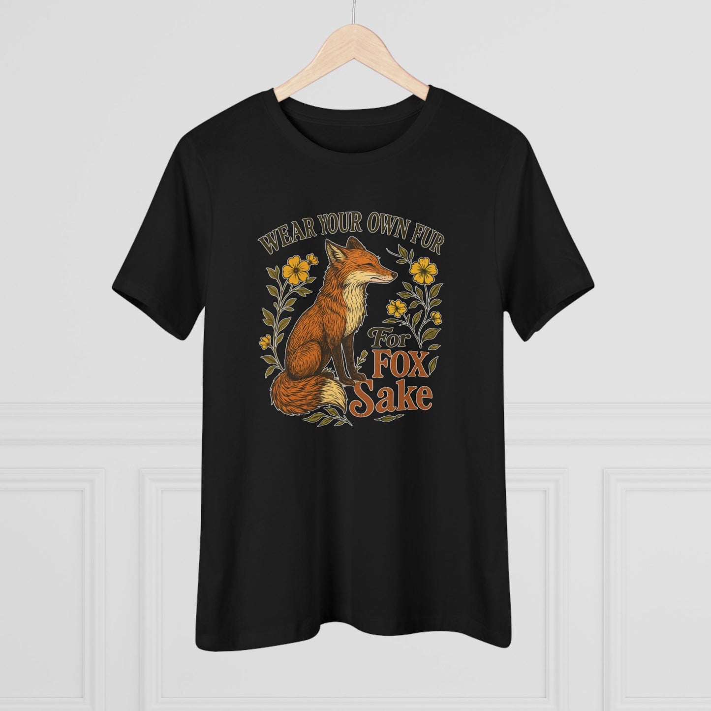 Women's Tee — "Wear Your Own Fur For Fox Sake" Vintage Fox Graphic T-Shirt