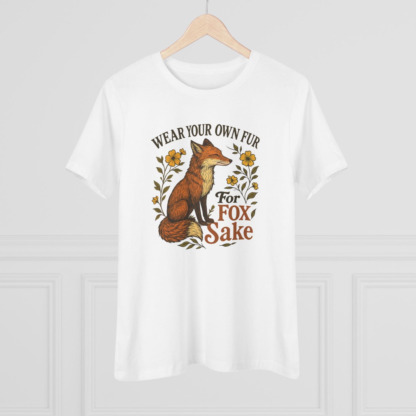 Women's Tee — "Wear Your Own Fur For Fox Sake" Vintage Fox Graphic T-Shirt