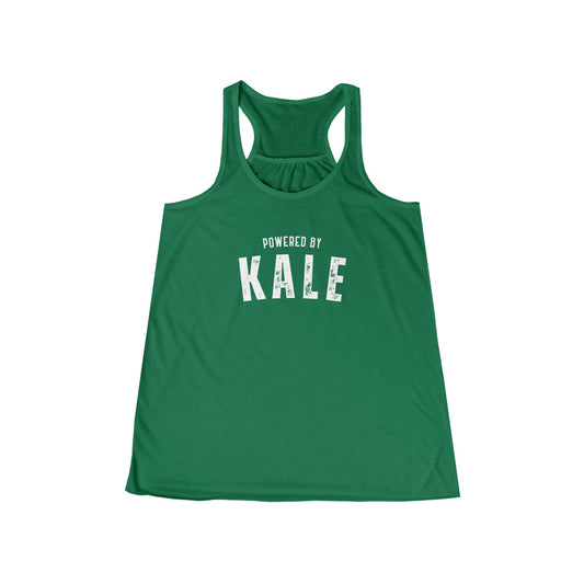 "Powered By Kale" Women's Tank Top with Green and White Font (run small - order one size up from normal unisex)