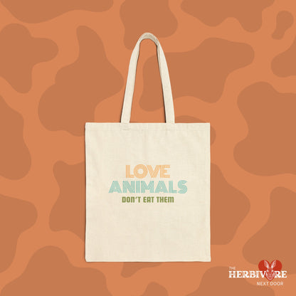 Love Animals, Don't Eat Them (Retro) - Tote Bag