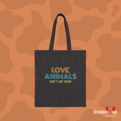 Love Animals, Don't Eat Them (Retro) - Tote Bag