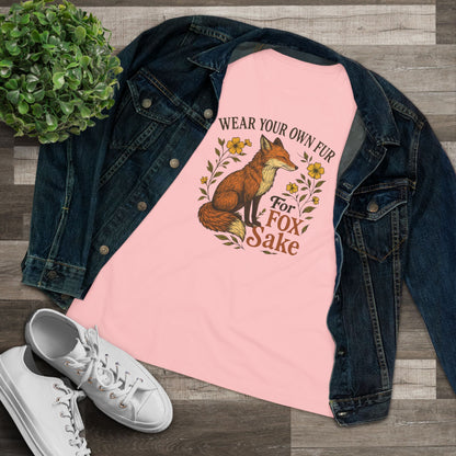 Women's Tee — "Wear Your Own Fur For Fox Sake" Vintage Fox Graphic T-Shirt