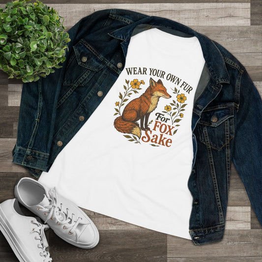 Women's Tee — "Wear Your Own Fur For Fox Sake" Vintage Fox Graphic T-Shirt