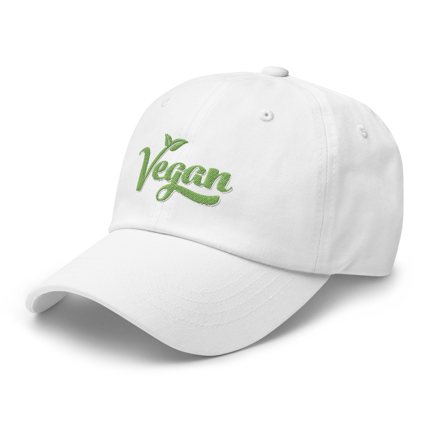 Vegan Hat / Cap With Premium Green and White Stitched Embroidery