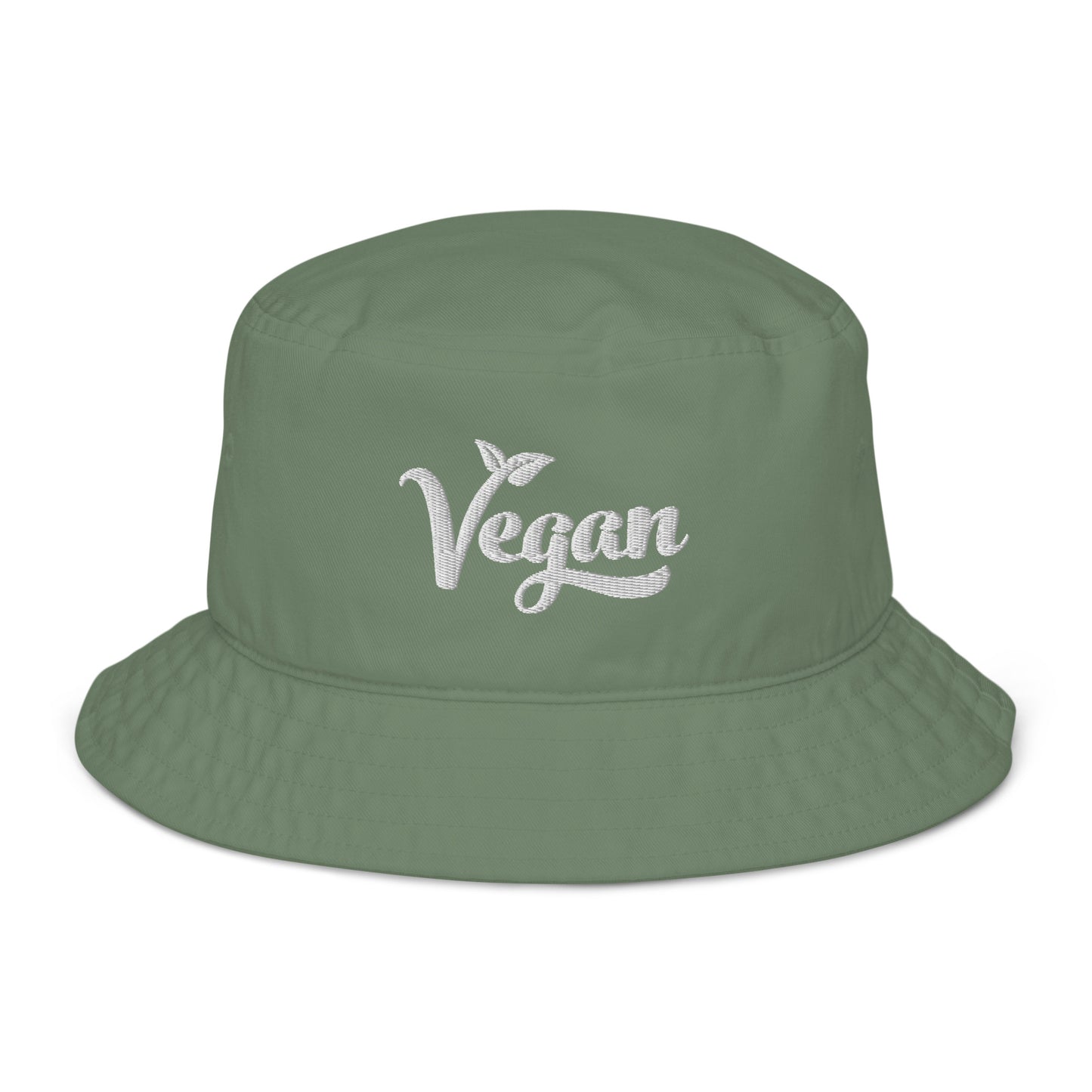 Organic Vegan Bucket Hat with Premium White Stitched Embroidery