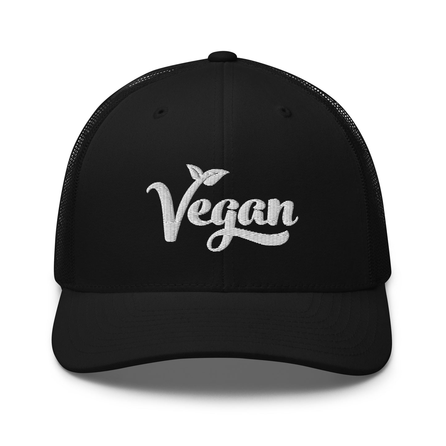 Vegan Trucker Hat with Premium White Stitched Embroidery