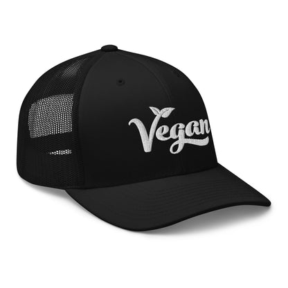 Vegan Trucker Hat with Premium White Stitched Embroidery