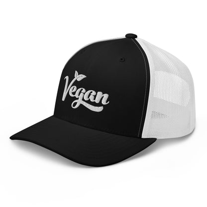 Vegan Trucker Hat with Premium White Stitched Embroidery